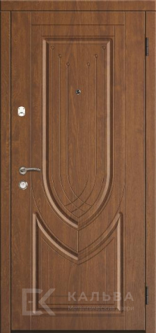 Фото «Входная дверь с отделкой МДФ орех венге фрезеровкой №189»