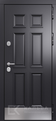 Фото «Стальная дверь графит с филёнками и МДФ дуб решётка №511»